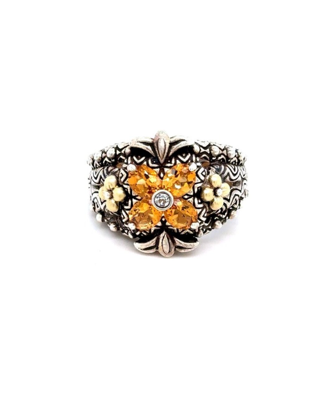925/18k Barbara Bixby Citrine Flower Ring‎